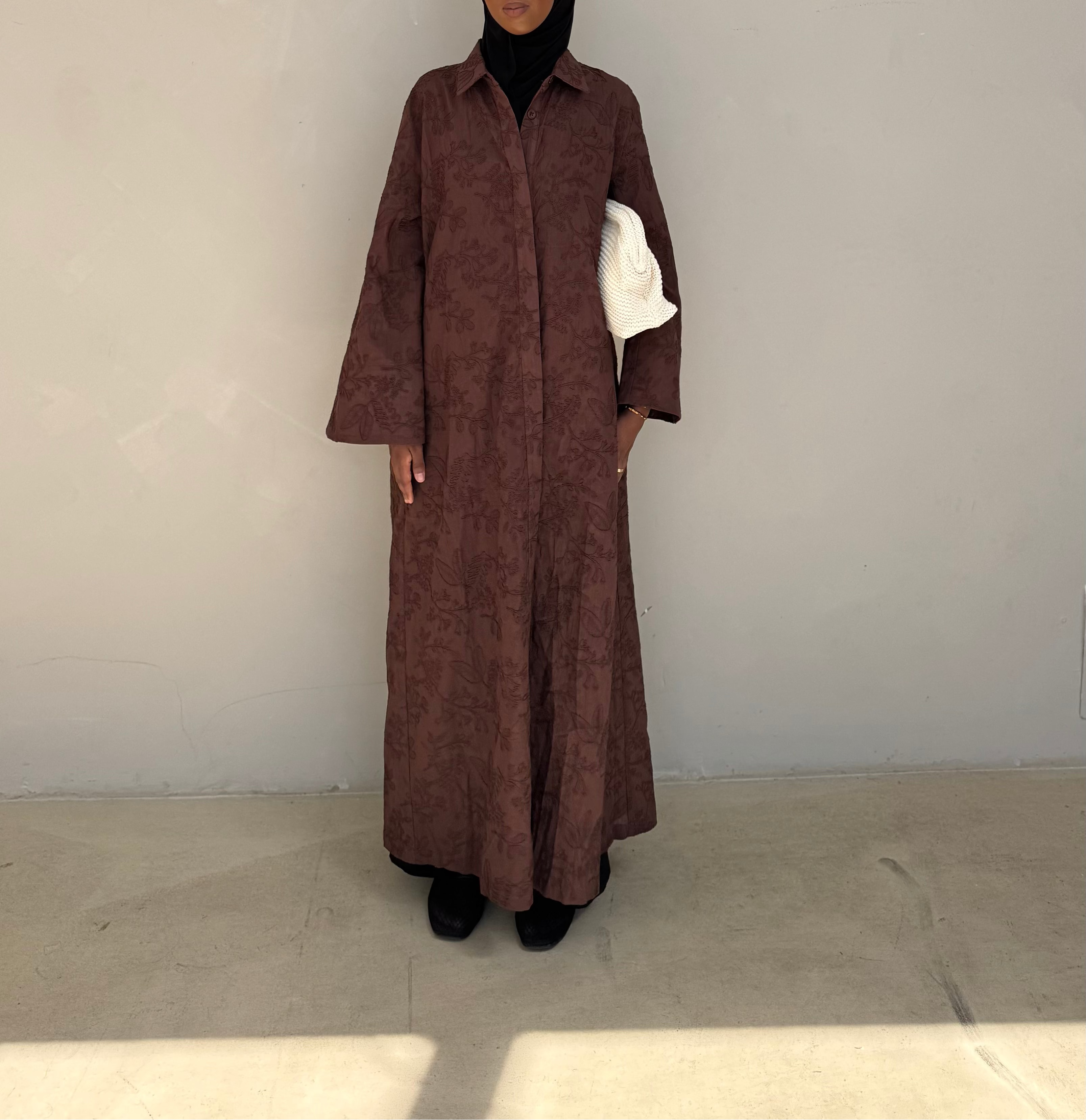 Mocha | Cotton Maxi Shirt dress