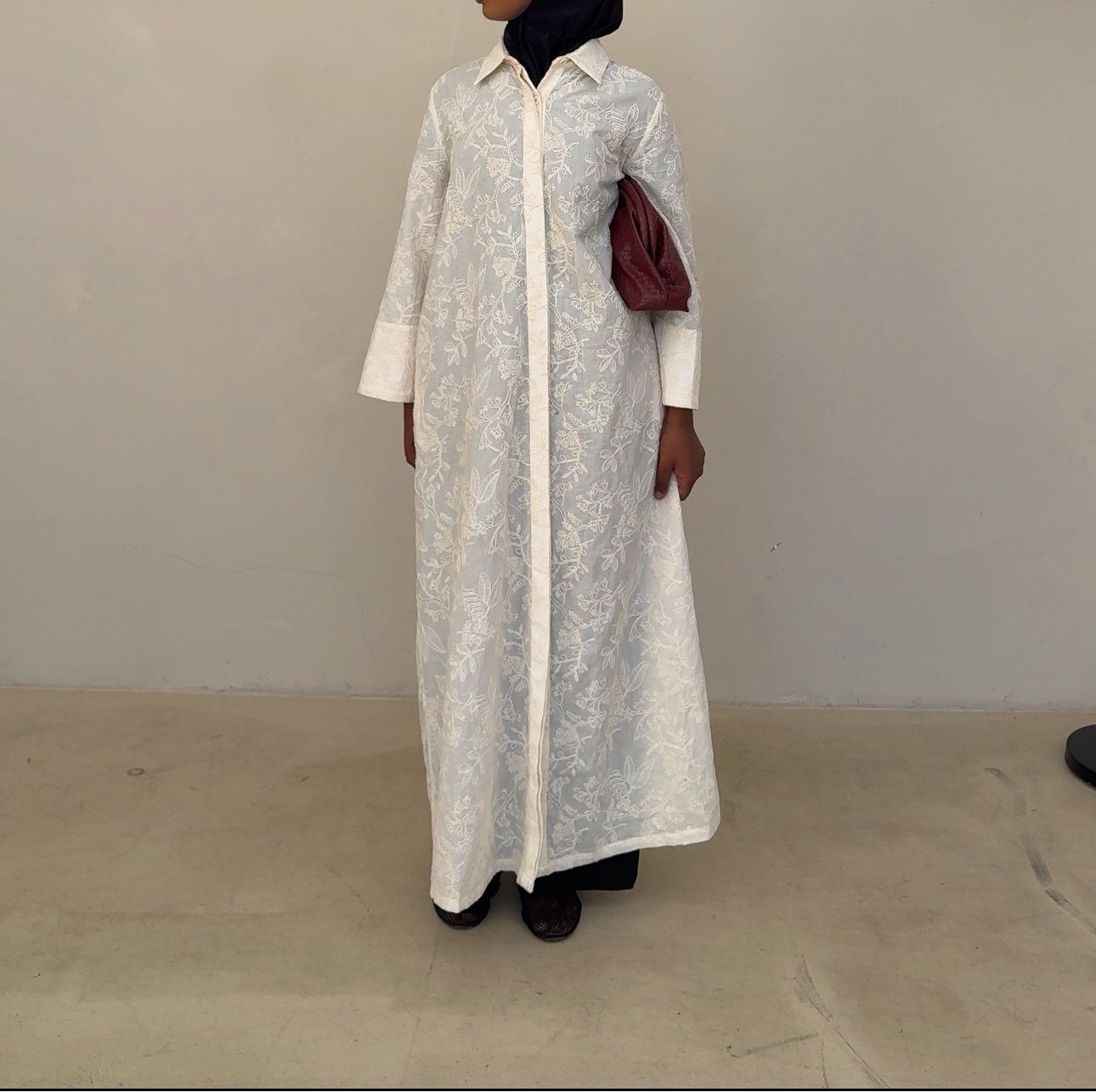 Soft Ivory | Cotton Maxi Shirt dress