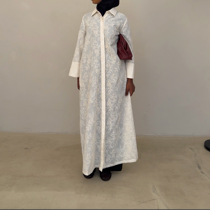 Soft Ivory | Cotton Maxi Shirt dress