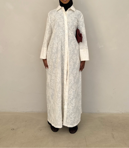 Soft Ivory | Cotton Maxi Shirt dress