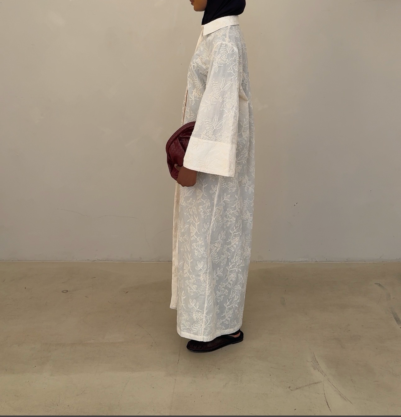 Soft Ivory | Cotton Maxi Shirt dress
